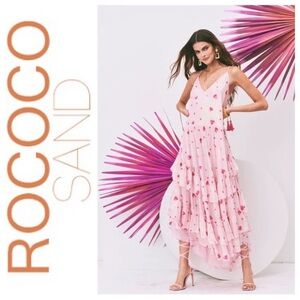 Rococo Sand Tala Long Tiered Dress with hearts/metallic threading